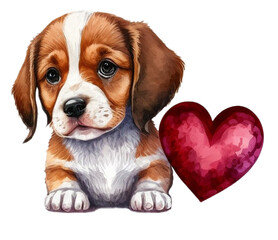 Beagle Watercolor Clipart Created with Generative AI Tools