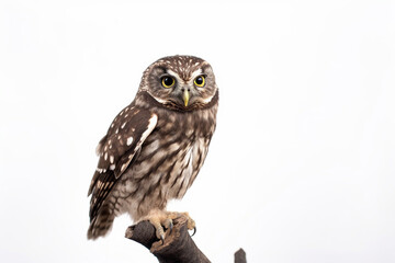 Generaive AI.
an owl on a tree branch white background