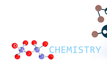 Simulate Shape of covalent molecules on gray background. Soft and selective focus.    