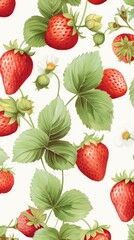 Fresh Organic Strawberry Berry Background, Vertical Watercolor Illustration. Healthy Vegetarian Diet. Ai Generated Soft Colored Watercolor Illustration with Delicious Juicy Strawberry Berry.