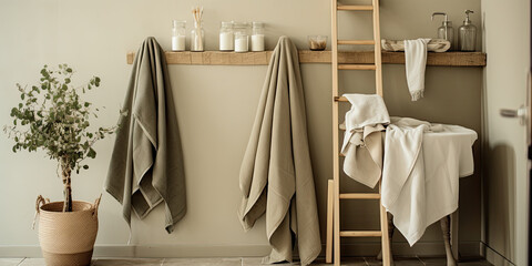 Minimalistic Towel Styling: Serene Simplicity in a Rustic Farmhouse Bathroom
