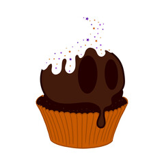 Cute Skull Halloween Cupcake