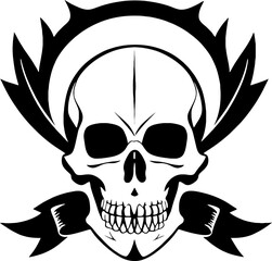 skull bones skeleton logo simple black  tattoo
