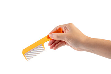 Naklejka premium Hand and hair comb isolated on transparent background