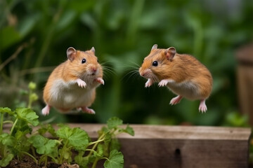 Generaive AI.
a pair of hamsters is jumping
