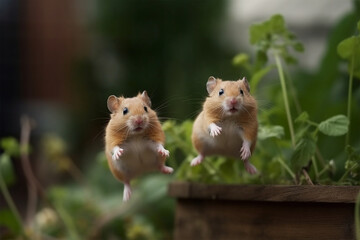 Generaive AI.
a pair of hamsters is jumping