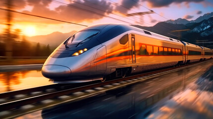 Obraz na płótnie Canvas High speed train. Generative AI