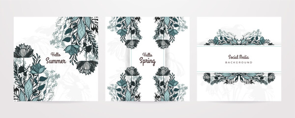 Vector summer sale banner creative background summer spring floral flower colourful colorful social media template