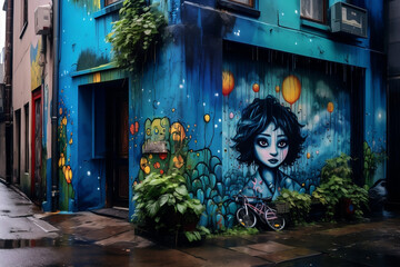 Eclectic Street Art: An eye-catching photograph showcasing vibrant and unconventional street art, adding character and charm to urban landscapes, perfect.