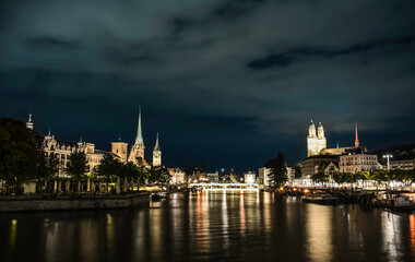 Lake Zurich by Night in Long Exposure - Switzerland