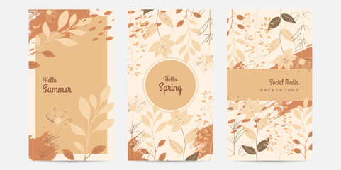 Vector hello spring background summer spring floral flower colourful colorful social media template