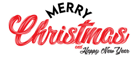 Typography of Merry Christmas and Happy New Year in Vintage Style Design.
