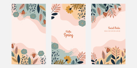 Fototapeta na wymiar Vector flat design spring background summer spring floral flower colourful colorful social media template