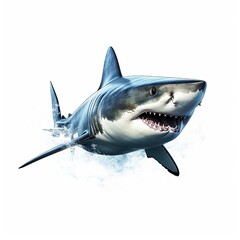 Obraz premium Imposing and fascinating shark, captured in a posture of serene might, its distinctive features and skin texture isolated against a white background that accentuates its power and beauty.