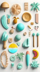 Tropical Escapes: Exquisite Collection of 3D Realistic Summer Icons.