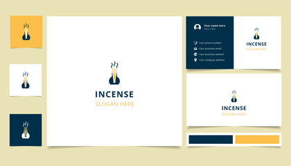 Incense logo design with editable slogan. Branding book and business card template.