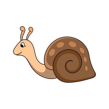 Slow snail cute animal sticker. eyes, metaphor, image, moving, silhouette, simple, food. Vector Illustration