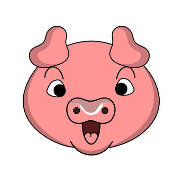 Cute baby pig cute animal sticker. looking, purebred, one, fun, pigpen, cheerful, cartoon. Vector Illustration
