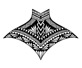 Stingray polynesian tattoo design. Aboriginal samoan style. illustration EPS10 - obrazy, fototapety, plakaty