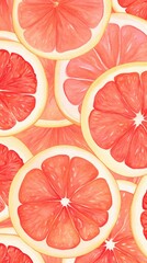 Fresh Organic Grapefruit Fruit Background, Vertical Watercolor Illustration. Healthy Vegetarian Diet. Ai Generated Soft Colored Watercolor Illustration with Delicious Juicy Grapefruit Fruit.