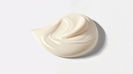 White cream swatch. Flat lay on a minimalist white background. Generative Ai