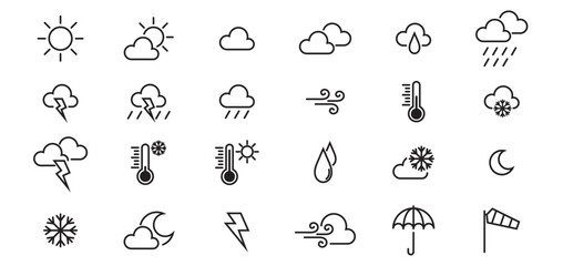 weather icon set thick stroke line simple icon