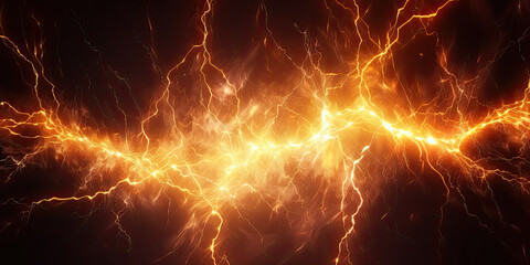 Orange electric lightning background. Generative AI