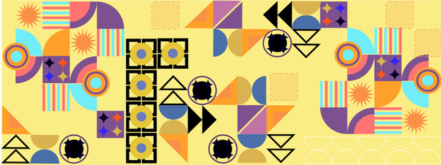 Vector flat geometric retro colorful colourful background