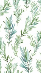 Aromatic Rosemary Herbs Background, Vertical Watercolor Illustration. Healthy Vegetarian Diet. Ai Generated Soft Colored Watercolor Illustration with Delicious Aromatic Rosemary Herbs.