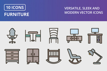 Vector Furniture Icon Set
 - obrazy, fototapety, plakaty