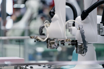 robot arm working in factory 