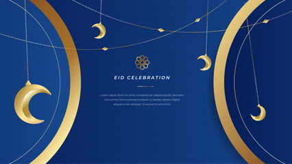 Vector elegant ramadan kareem eid mubarak decorative festival card blue background