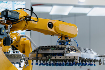 robot arm working in factory