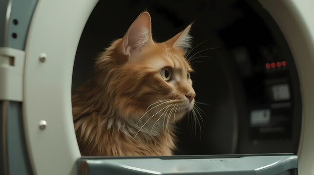 Magnetic resonance imaging MTI for cat animal, vet clinic. Generation AI