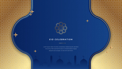 Vector elegant ramadan kareem eid mubarak decorative festival card blue background