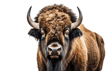 Close-Up of Bison with Transparent Background. AI