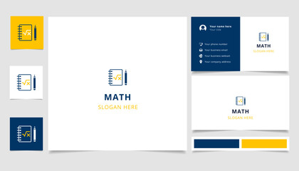 Math logo design with editable slogan. Branding book and business card template.