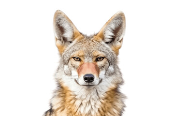 Front View Close-Up of Isolated Jackal Animal on Transparent Background. AI - obrazy, fototapety, plakaty