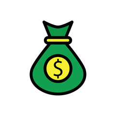 money bag sign symbol vector glyph color icon