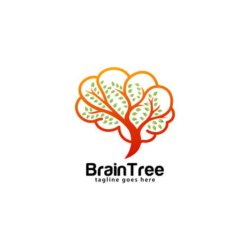 Brain tree logo design template