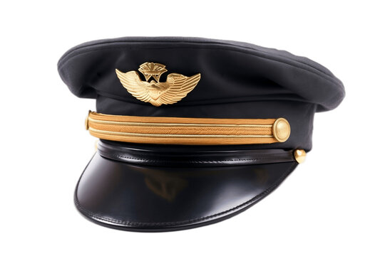Pilot Hat Isolated on a Transparent Background. AI