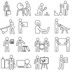 Employees vector icon set. working illustration sign collection. Work symbol.