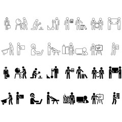 Employees vector icon set. working illustration sign collection. Work symbol.
