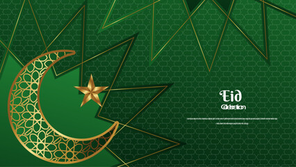 Vector idul fitri or eid mubarak ramadan kareem green background