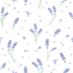 vector seamless summer floral pattern lavender  - 615357849