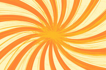 Obraz premium Retro background with rays or stripes in the center. Sunburst or sun explosion retro background. Yellow and orange. Vector illustration, Flares in the sun.