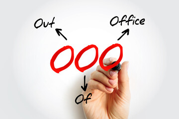 OOO Out Of Office - used in professional contexts to indicate that someone is unavailable for work,...