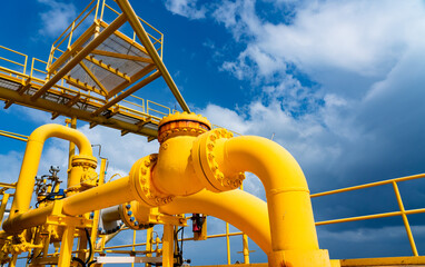 piple line Oil and gas processing plant with pipe line valves.Steel pipelines and valves.Oil pipeline valves in the oil and gas industry.