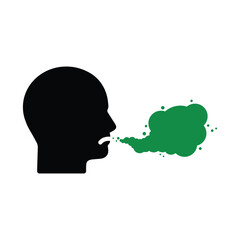 abstract man with bad breath smell bubble. flat simple style trend modern graphic design isolated on white. concept of very illness smell or communication difficulties or human dental trouble
