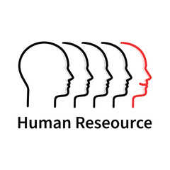human resources with thin line people. linear trend modern logotype graphic art design isolated on white. concept of rival silhouette in business or cooperation and independent person like influence